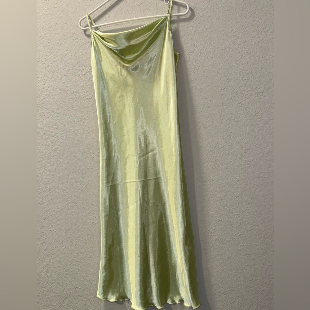 Green dress-Lime green silk dress
